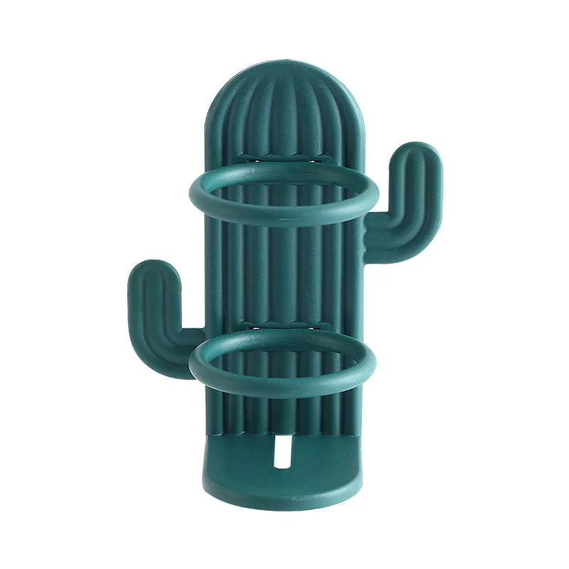 Non perforated toothbrush holder cute cactus space saving wall mounted waterproof and draining toothbrush holder