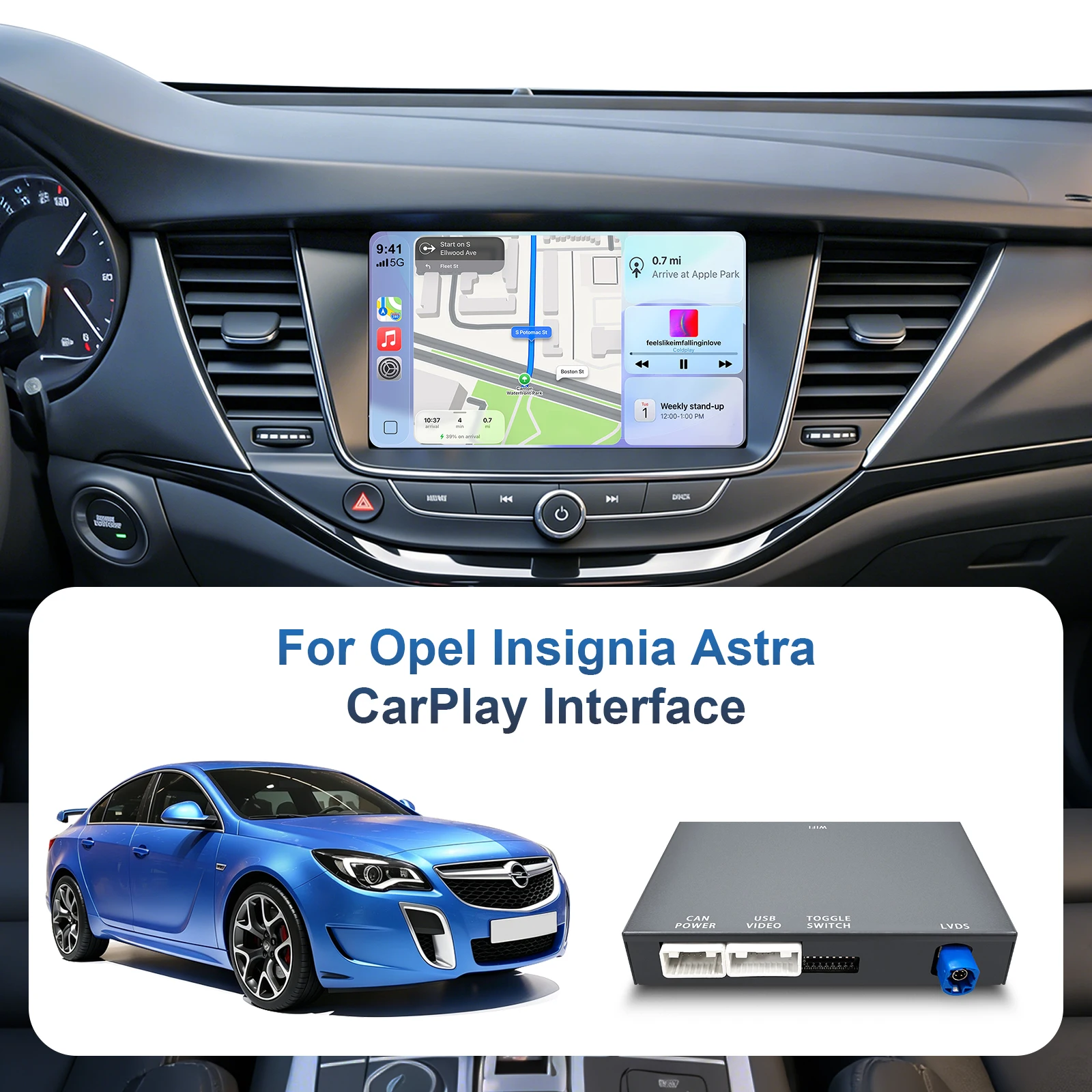 Wireless CarPlay Android Auto Decoder Box for Opel Insignia Astra 2014-2018 8 Inch Screen OEM Interface Plug & Play Upgrade
