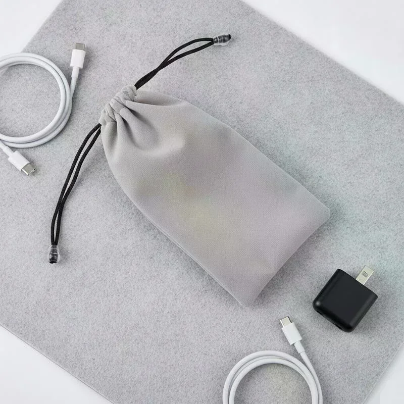 1Pcs Soft Velvet Power Bank Storage Bag With Drawstring Closure And Anti Scratch Lining Perfect For Daily Travel Holding Phone