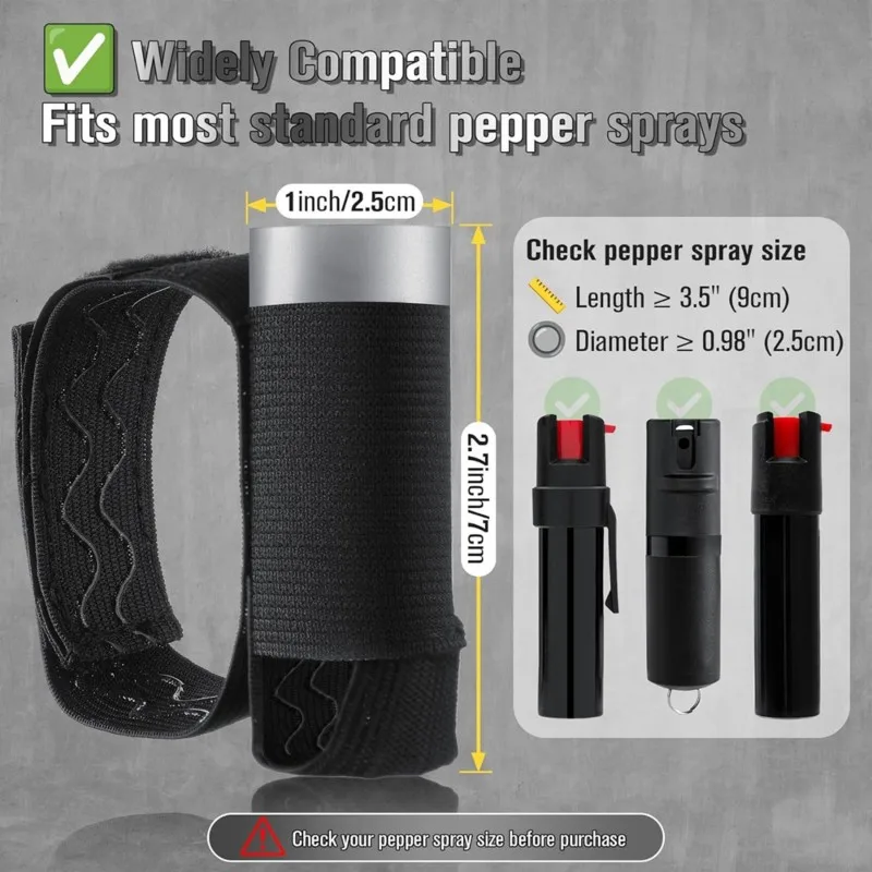 

LLCS-For Run Jog Walk Night Pepper Spray Hand Strap Holder-2 PCS Adjustable Fit For Pepper Sprays At Least 3.5" Long-No Spray