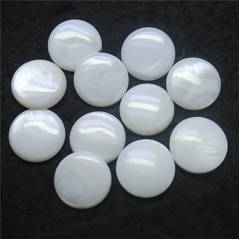 20PCS Wholesale White Mother Of Pearl Cabochons Shell Bracelet Making Round Shape Finger Rings 8MM 10MM 12MM 14MM 25MM