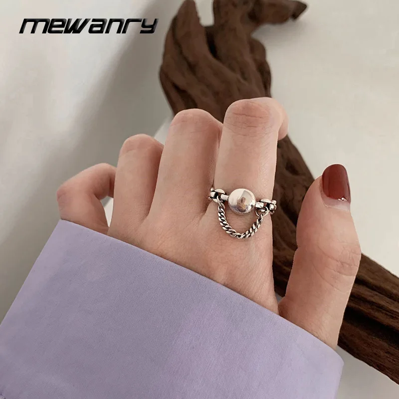 Mewanry Chain Tassel Geometric Ring For Women Couples Creative Design Fashion HipHop Vintage Punk Rock Street Party Jewelry Gift
