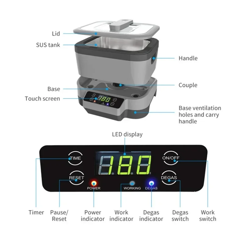 220v Upgrade Upgrade Household Split Ultrasonic Cleaning Machine Glasses Watch Gold Chain Denture Cleaning Machine Small