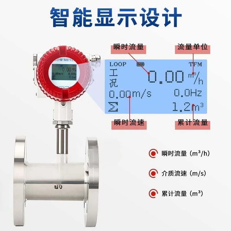 Turbine Flowmeter Water Vapor Diesel Alcohol Ethanol Intelligent Digital Flow Display