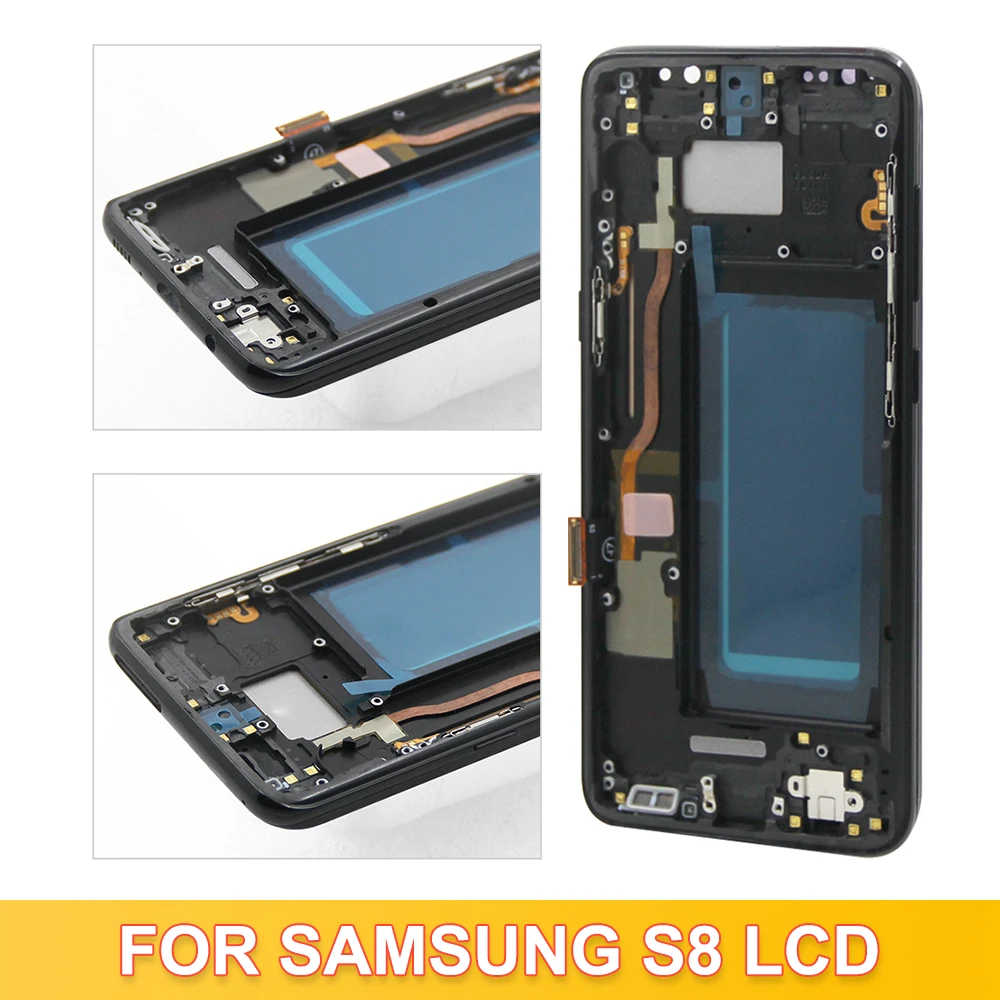 100% Tested S8 TFT LCD For Samsung Galaxy S8 G950 SM-G950FD Lcd Display Touch Screen Digitizer Assembly Replacement with Frame