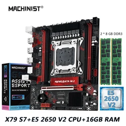 MACHINIST X79 S7 마더보드 키트, LGA 2011 Xeon E5 2650 V2 CPU 프로세서, DDR3 16GB 1333MHz NVMe M.2 SATA 듀얼 채널 메모리