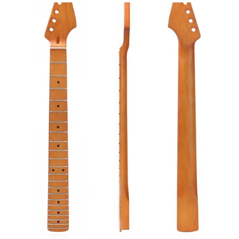 

22Frets Maple Neck Maple Fingerboard Inlay Black Dots Yellow Color Matte Paint Electric Guitar Neck Wholesale Guitar Parts