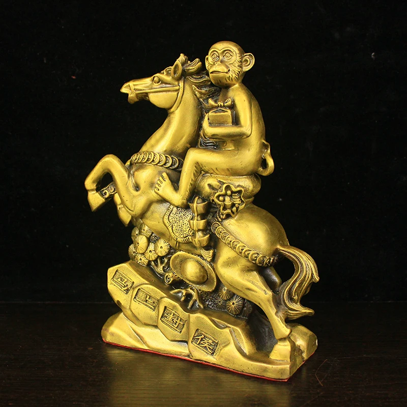 17cm Immediately seal the Marquis's money bag Horse bronze statue