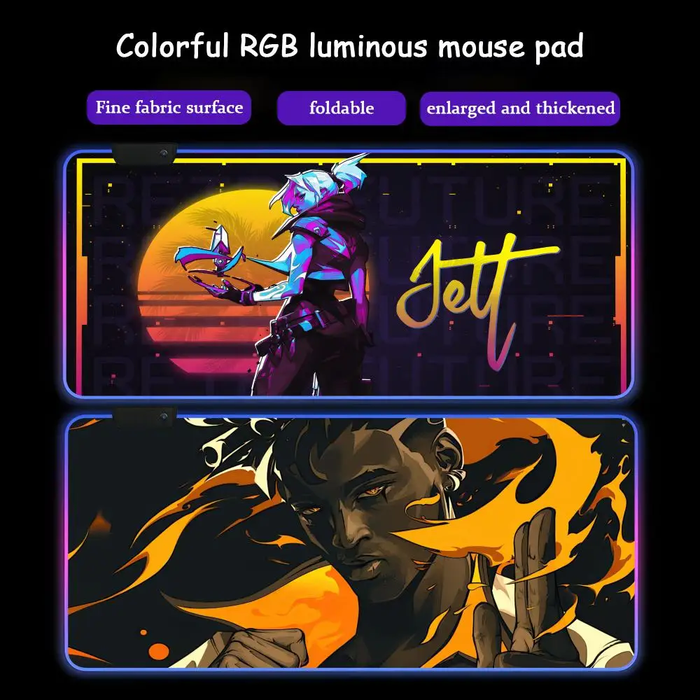 

Hot V-valorantES Game Cool Mouse Pad Anime Gaming Mouse Pad LED Table Pads Backlit Rubber Desktop XXL Mousepad RGB Desk Mats