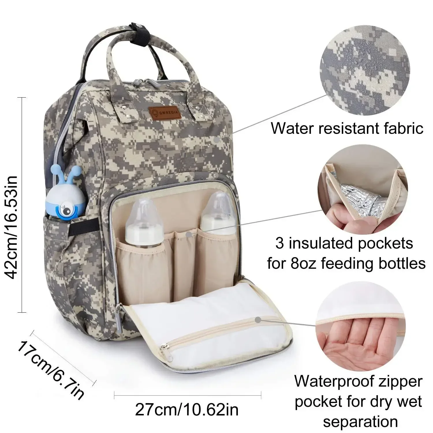 Baby Diaper Bag Backpack, Multifunctional Outdoor Travel Newborn Supplies Storage Mommy Bag for Women Girls Mum Men Dad, 20-35L