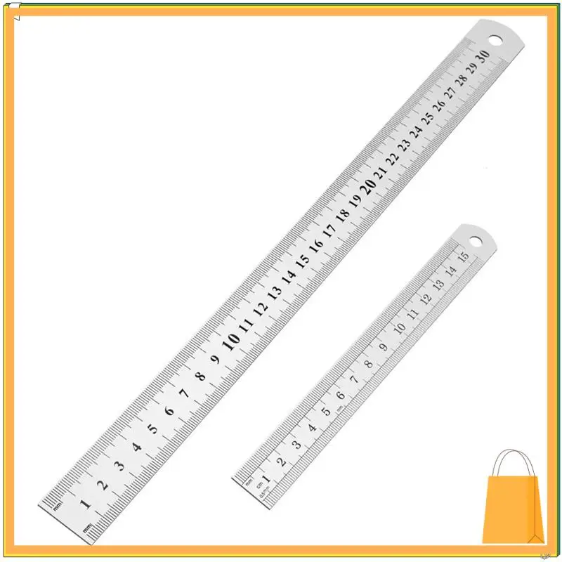 L53A-3X Stainless Steel Ruler 12 Inch + 6 Inch Metal Rulers