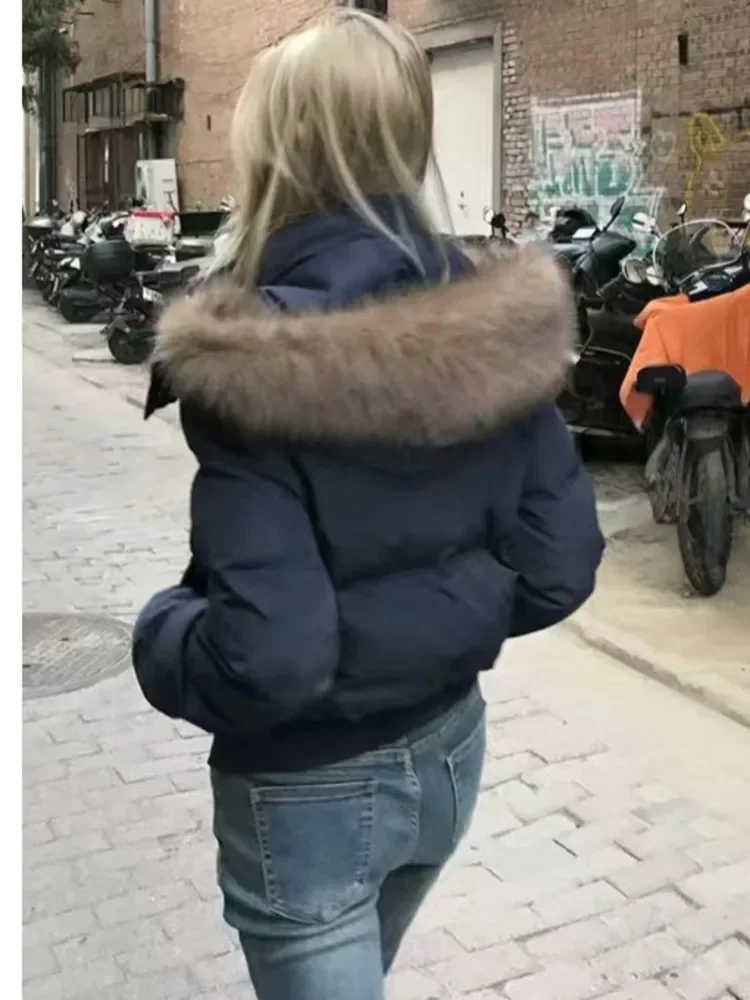 الخريف والشتاء نمط جديد خمر مقنعين سترة 2025 المرأة الأمريكية الكورية نمط موضة الصوف طوق سميكة سترة قطن