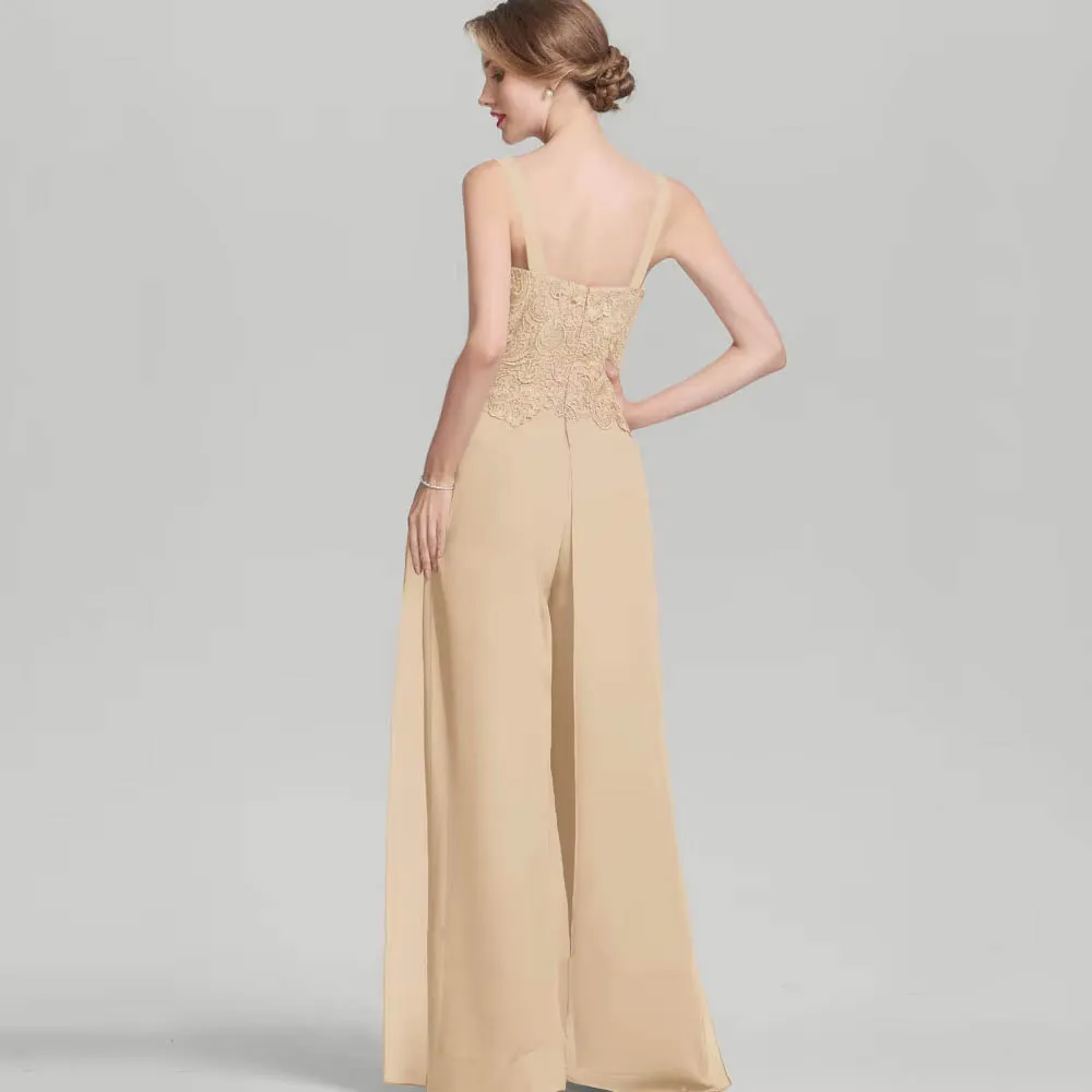 Customized Vintage Mother of Bride Dresses Jumpsuit Lace Bride Tank Formal Occasion Gown Applique Robes Wedding Party Dresses