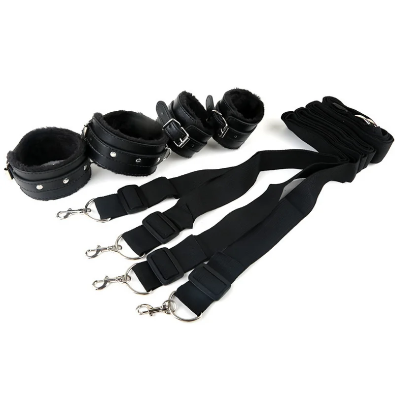 

BED BONDAGE RESTRAINT STRAPS, FUR LINED ANKLE/WRIST CUFFS