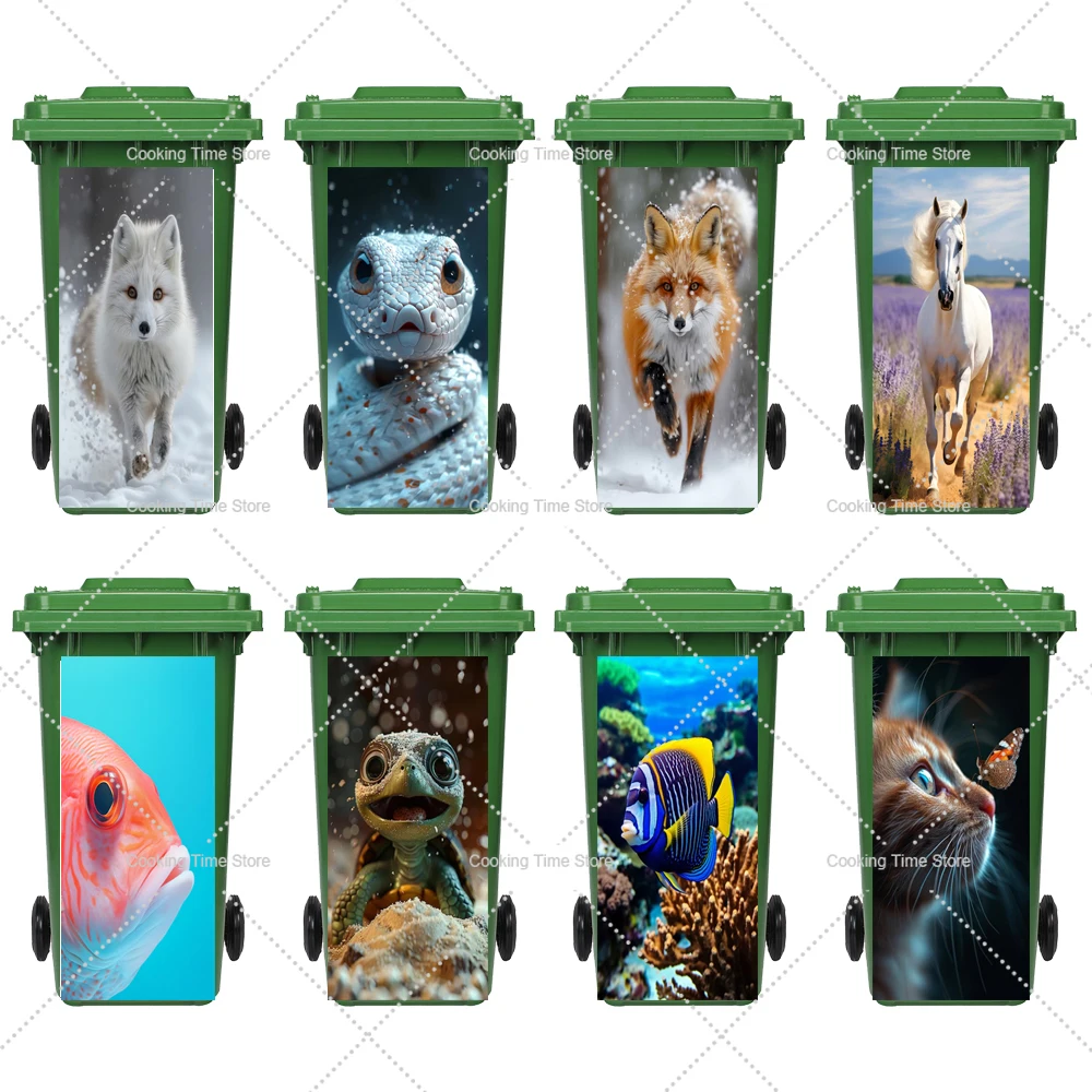 

Natural animal Trash Can vinyl waterproof stickers kitchen Trash Can aesthetics decals Outdoor Rubbish Bin decor poster sticker