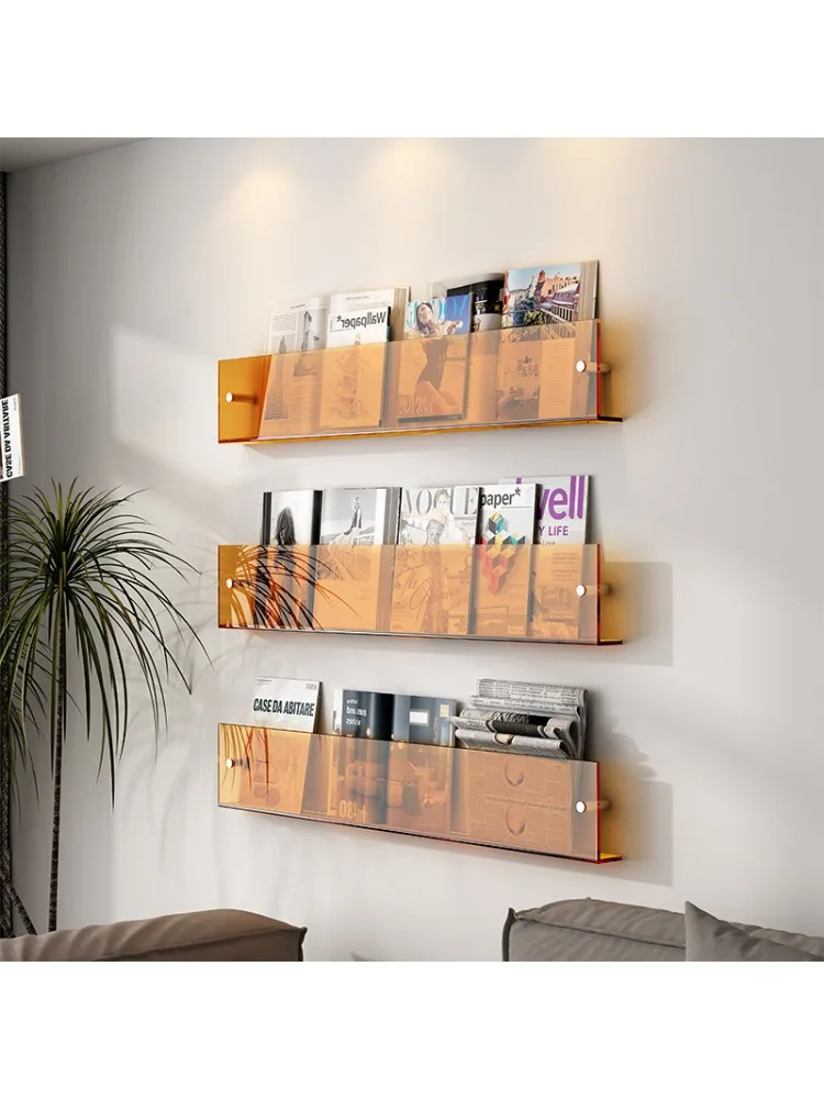 Acryl tijdschriftenrek voor wandmontage, transparante literatuurhouder voor deur of gang, slanke displayplank voor boeken en brochures - afbeelding 2