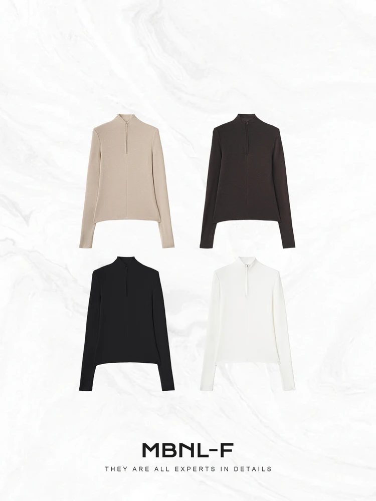 

Женская трикотажная кофта MBNLF с длинным рукавом на молнии, ультратонкая, облегающая, модель Весна 2026