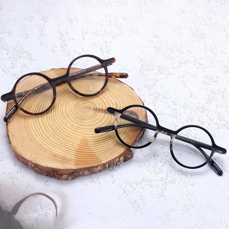 OLLYMURS, monturas de gafas graduadas ópticas redondas Retro de lujo para hombres y mujeres, gafas de moda de acetato de alta calidad 98031