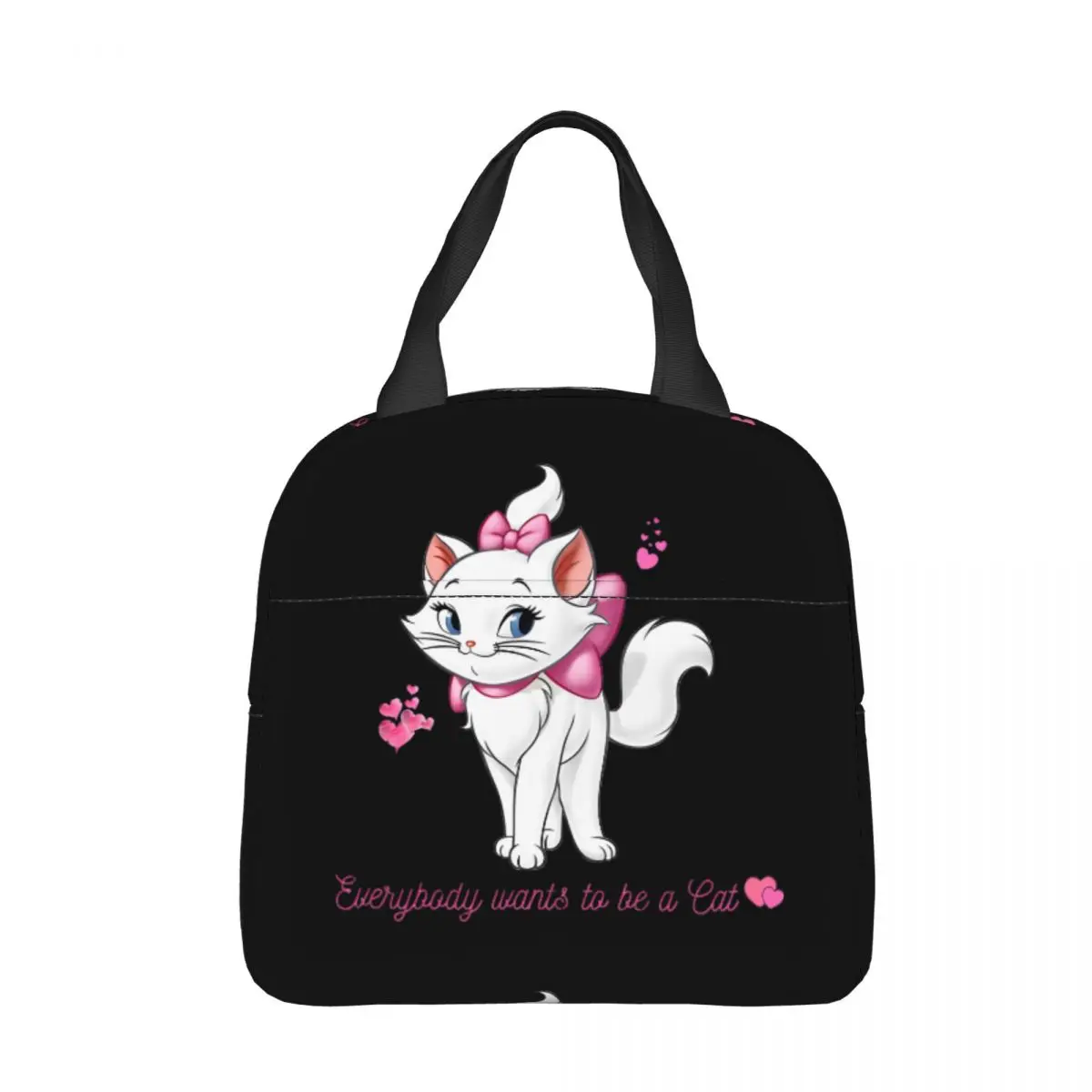 Marie Cat Cute Cartoon Aristocats Insulated Lunch Bag Portable Reusable Cooler Bag Lunch Box Tote School Picnic Men Women