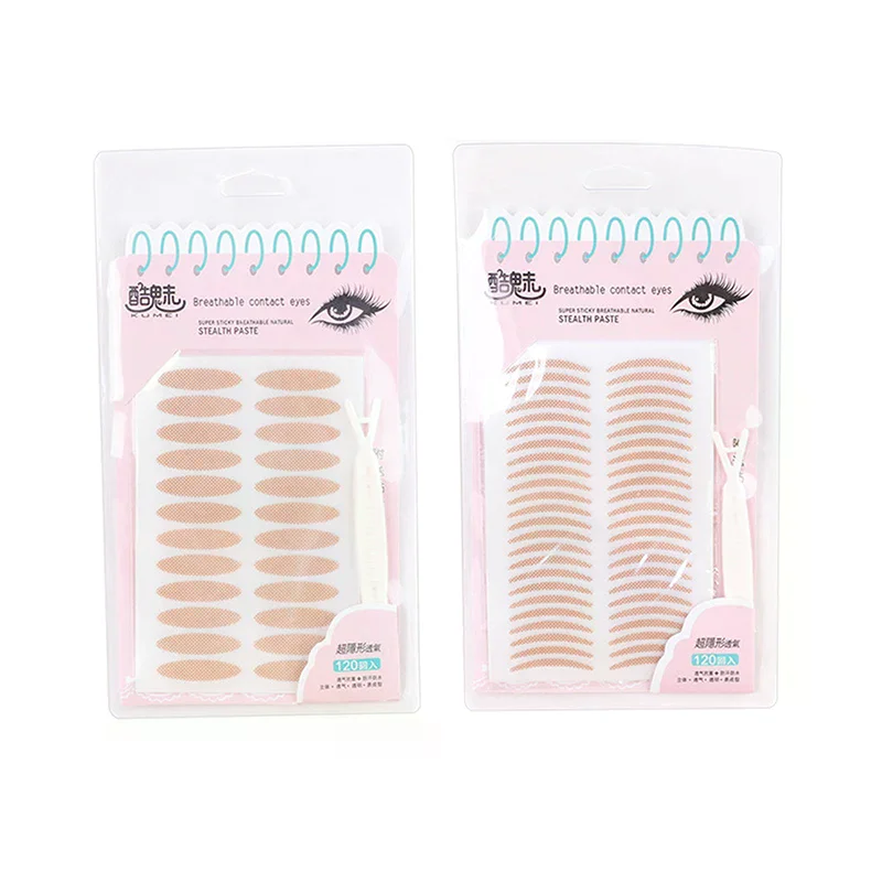 120 Uds cinta adhesiva para párpados dobles pasta autoadhesiva de doble pliegue de larga duración herramientas para ojos grandes Beige transparente