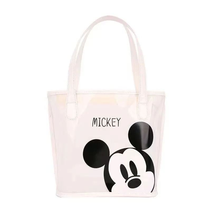 Cartoon three-dimensional Mickey Disney new multifunctional portable one-shoulder transparent jelly storage bag holiday gift