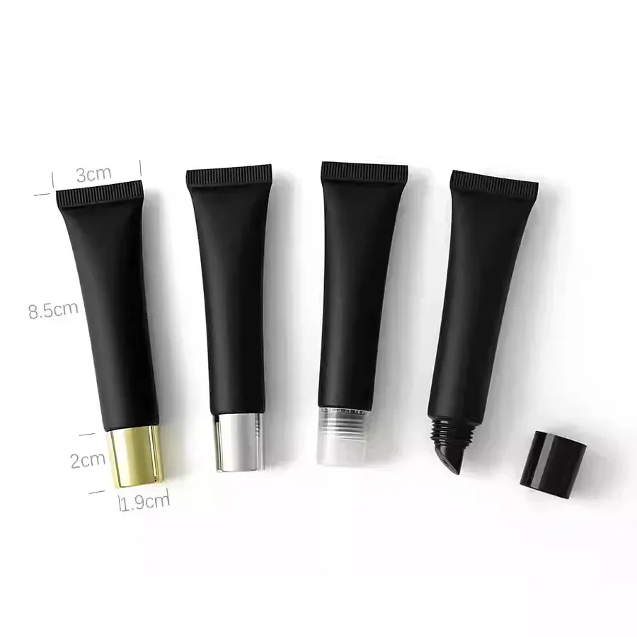 15g Matte Black Cosmetics Squeeze Bottle 15ml Lip Balm Eye Cream Essence Lotion Refillable Container Plastic Soft Tube