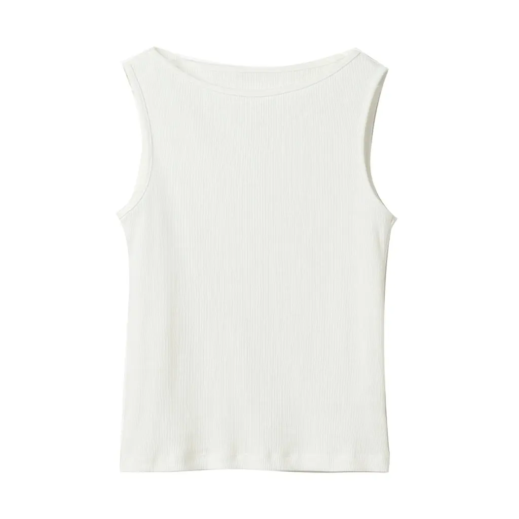 

Women's Sleeveless Vest High Elastic Threaded Cotton Wide Shoulder Strap Inner Wear Outer Wear Sling Summer New