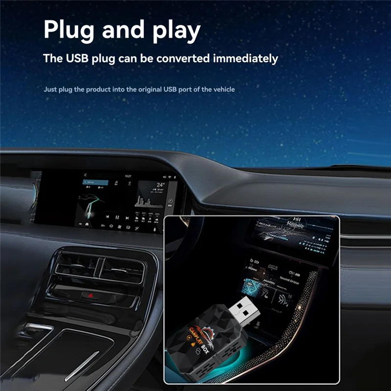 ABSQ-Wireless Carplay Adapter 3 In 1 Android Auto Mirror Link Wired Bluetooth+ Wifi USB Dongle For Car Connectivity