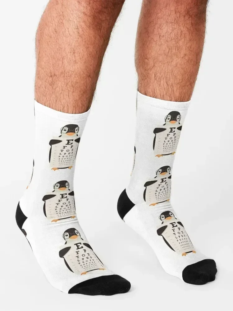 Penguin Eye Chart Socks aesthetic Novelties funny sock Non-slip Woman Socks Men's