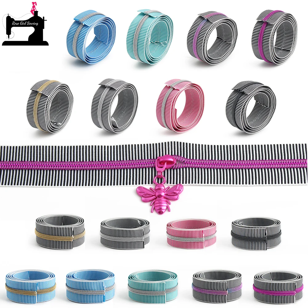 

5/20/50Yards 5# Nylon Striped Nylon Zippers Tape For Sewing Plastic Roll Coil Zip Purse Bag Garment Shoes Repair Kit Accessories