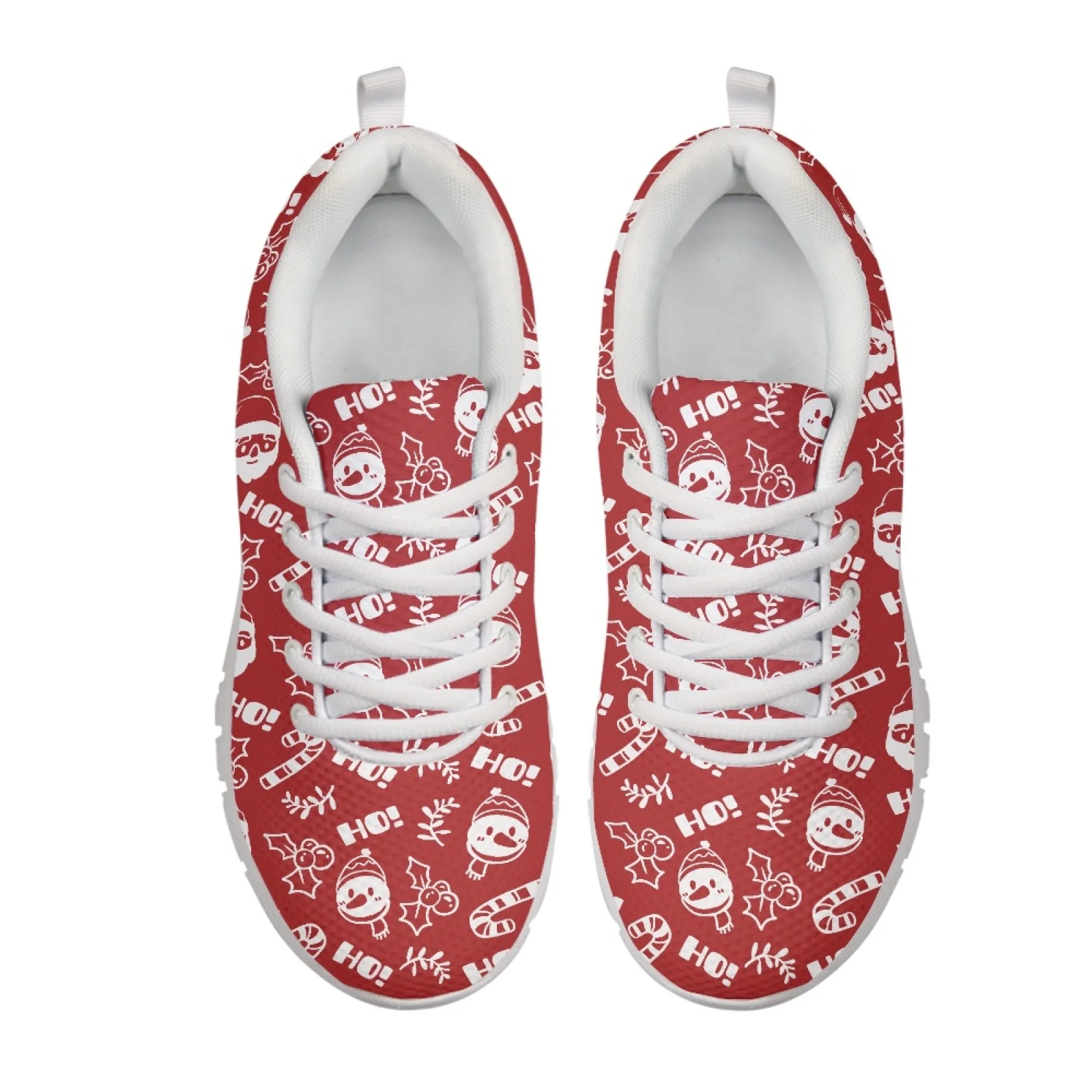 Coloranimal Merry Chrismas Lace Up Running Sneakers for Women Mesh & EVA Sole Women Tennis Shoes for Gym