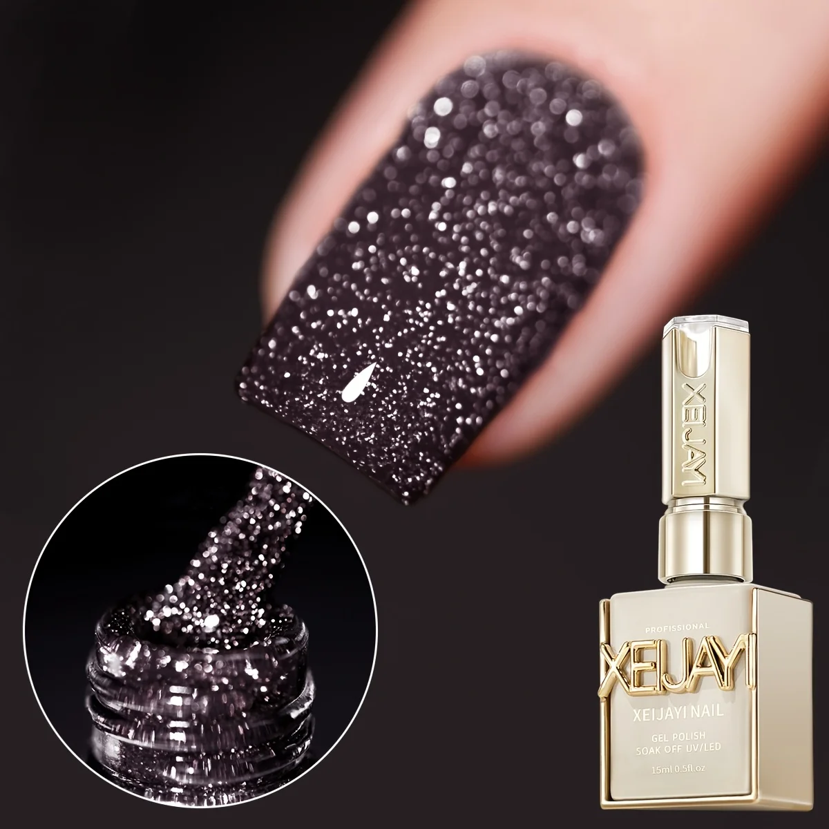 1 x schillernder Broken Diamond Sparkle UV/LED-Gelpolitur, Super-Glitzer-Gel mit Diamant-Schimmer-Effekt