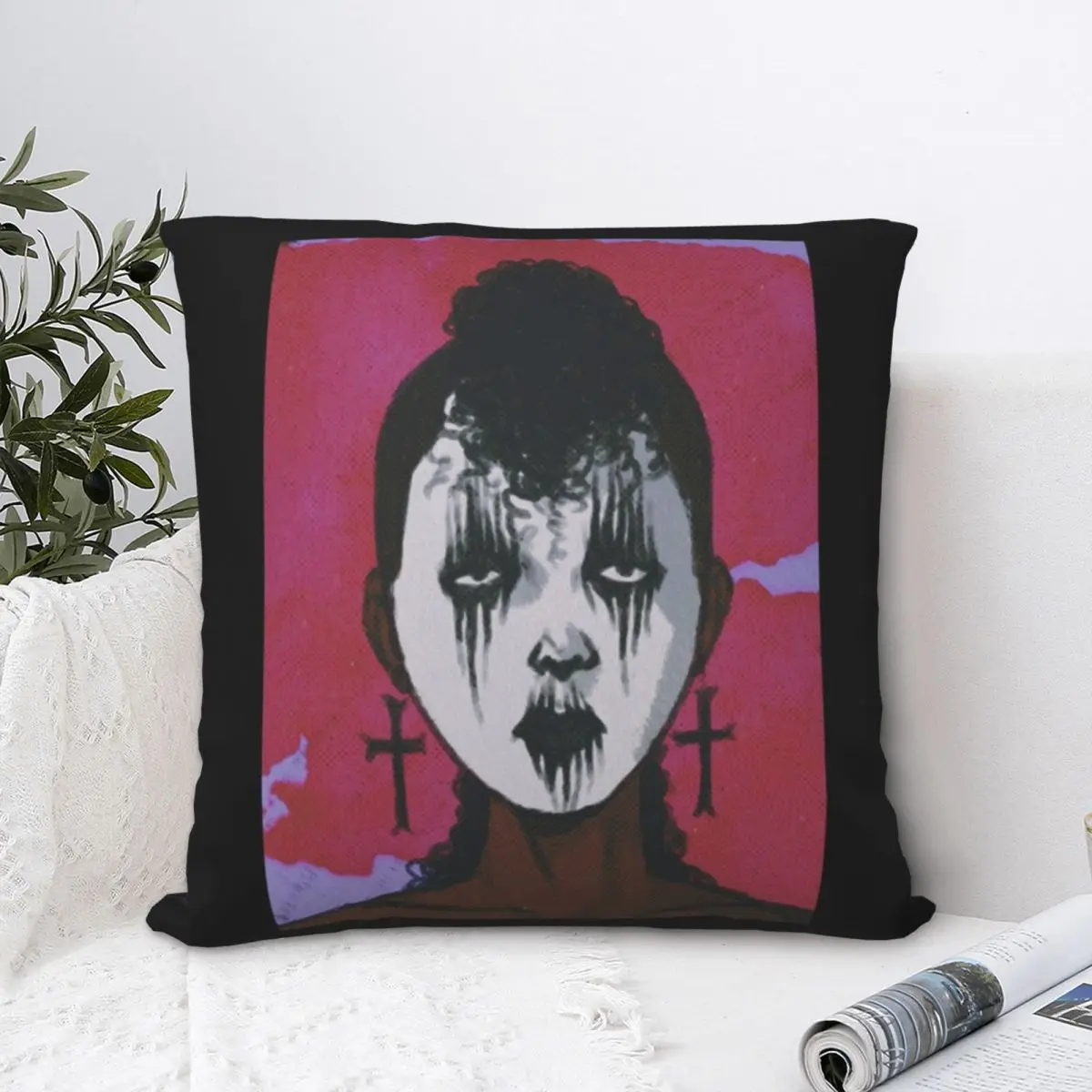 Corpse Paint Tank Top Square Pillowcase Polyester Pillow Cover Velvet Cushion Decor Comfort Throw Pillow For Home Sofa