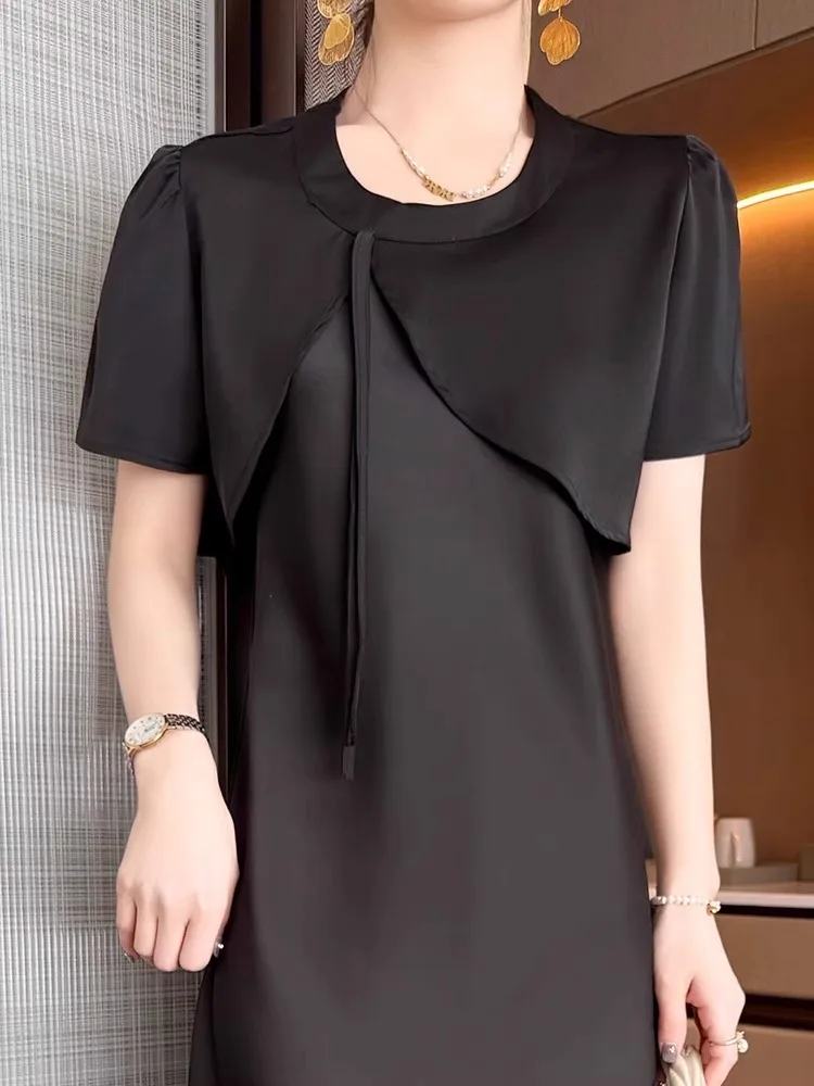

Summer Versatile Simple Design Women's Outerwear Small Shawl Strap Dress Cover up Short Sleeve Fashionable Ladies Top