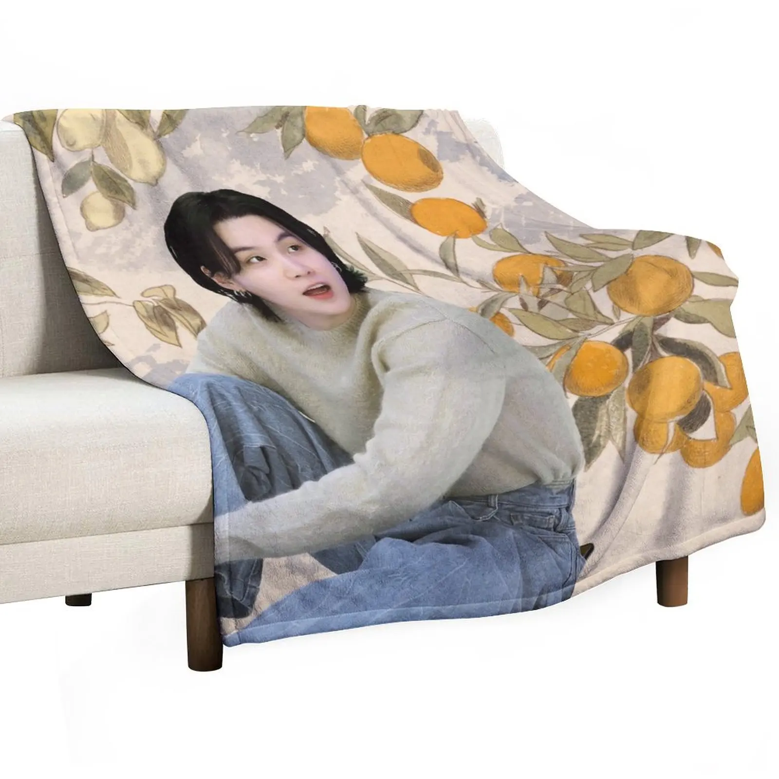 YOONGI and oranges Throw Blanket Decorative Beds Blankets For Baby Blankets