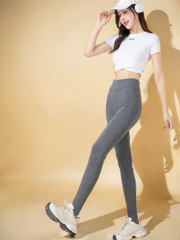 กางเกงเลกกิ้งกีฬาผู้หญิง กางเกงวอร์มแบบเรียบง่าย มีซิป สำหรับสาวๆ เนื้อผ้านุ่ม ยืดหยุ่น สไตล์ผู้หญิง ให้ความอบอุ่นในช่วงคริสต์มาส บุซับใน ย้อมสี ตัดเย็บอย่างดี