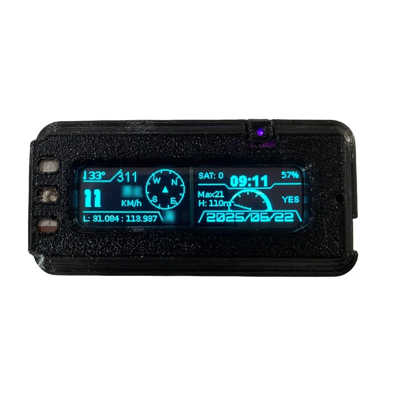 

Mini GPS Speedometer 0.96inch Dual OLED Screen Speed/Altitude/Latitude/Longitude/Heading Angle Real-time Display RC Speed Tester