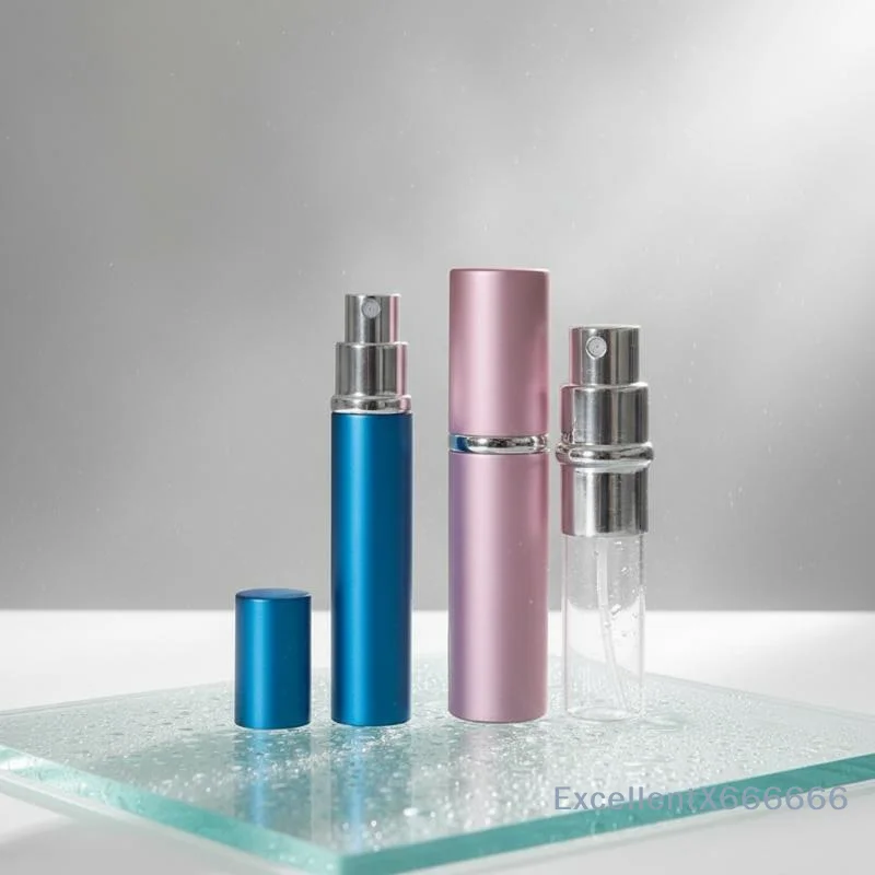 5ml Refillable Aluminum Perfume Atomizer Portable Leak Proof Lid Empty Spray Bottle Multiple Colors for Trip Camping