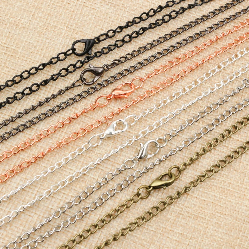 5pcs/Lot 4*3mm Length 70CM 6 Colors Plated With Lobster Clasp Necklace Connector For Charms Cameo Cabochon Base and Tray