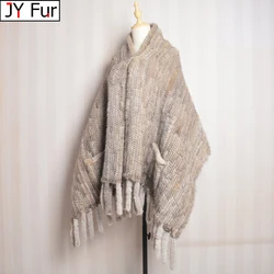 Hot Sale Women Winter Knitted Real Mink Fur Scarf Shawl Natural Warm Mink Fur Pashmina Lady Long Style 100% Genuine Fur Scarves