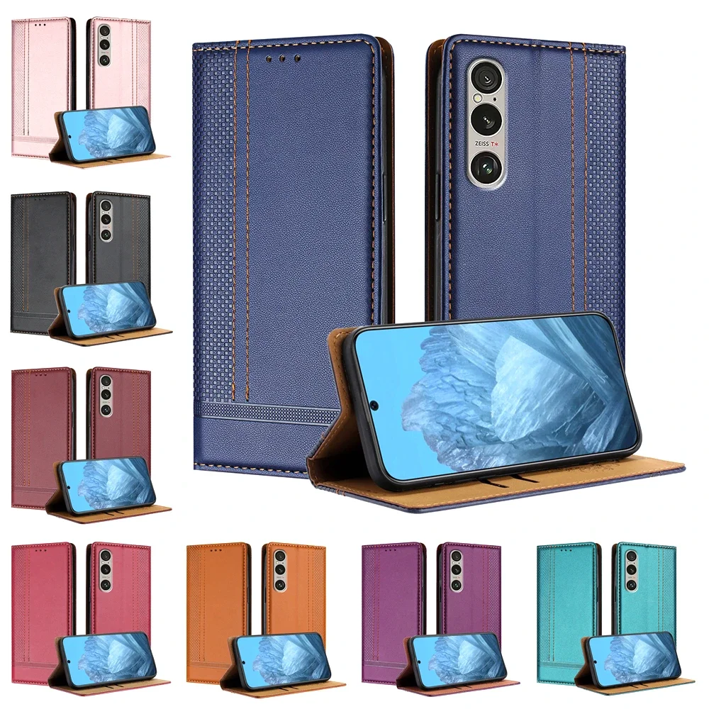 

Кожаный флип-чехол премиум-класса для телефона SONY Xperia1 1V 5 6 Xperia5V 10V 6 VI, чехол-кошелек с отделением для нескольких карт и фоторамкой