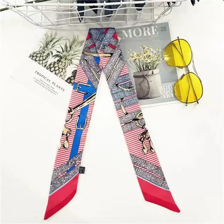 Koreanische Version des dünnen und schmalen Seidenschals: Retro-Twill-Kleinschal als Taschen- und Haaraccessoire für Damen