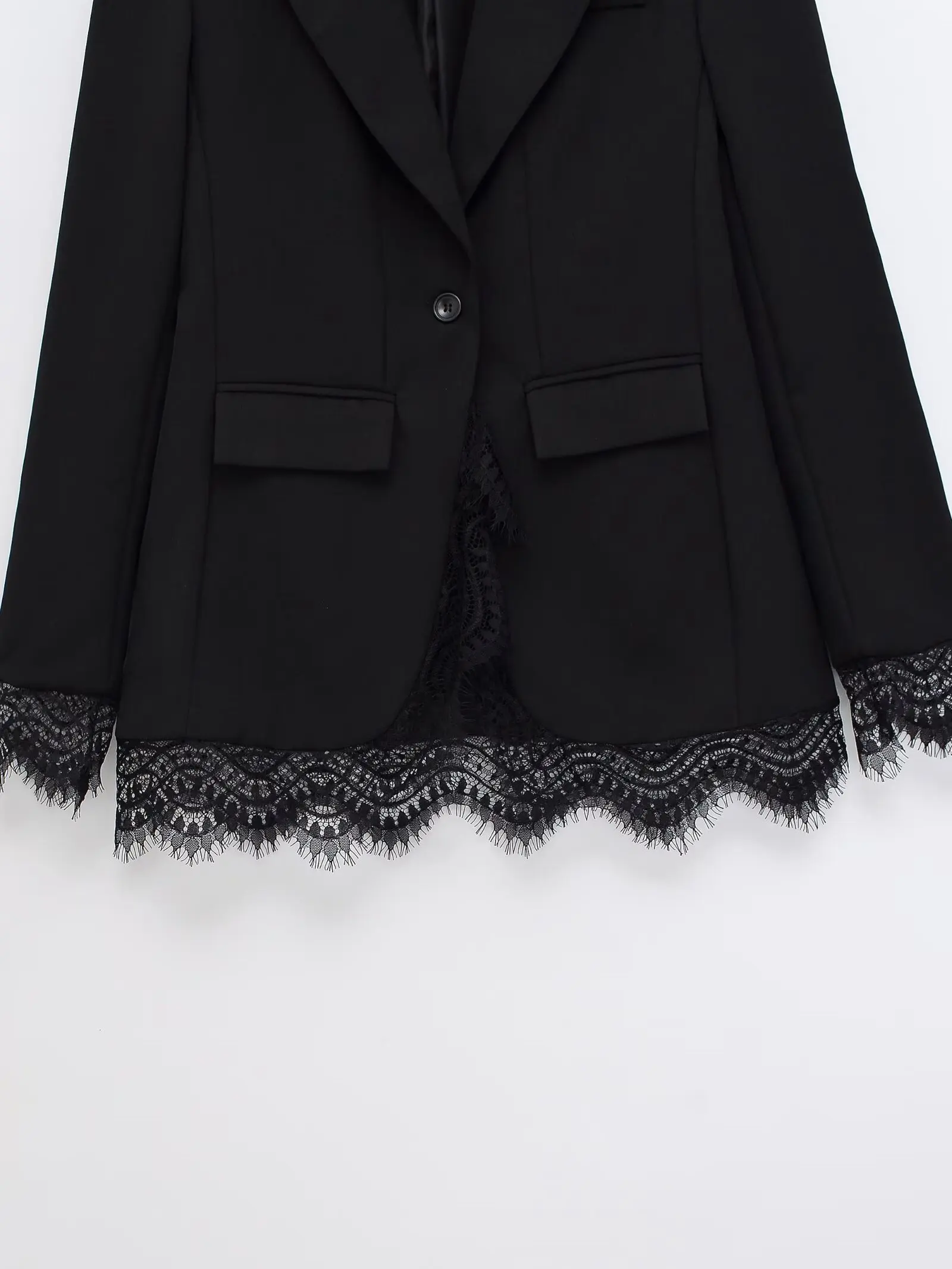 KONDALA Damen-Pendler-Blazer mit Spitzenbesatz, elegant für Dinner, Cocktailparty, schmal geschnitten, 2026 Frühherbst, trendiger High-Street-Blazer – Detail 15
