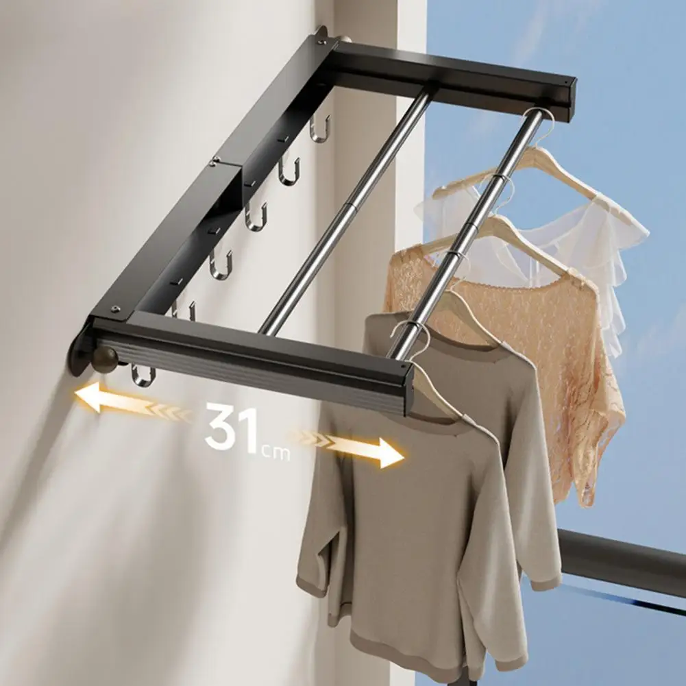 Tendedero retráctil con ventosa, sin perforaciones, aleación de aluminio, colgadores de lavandería plegables portátiles montados en la pared para viaje y hogar