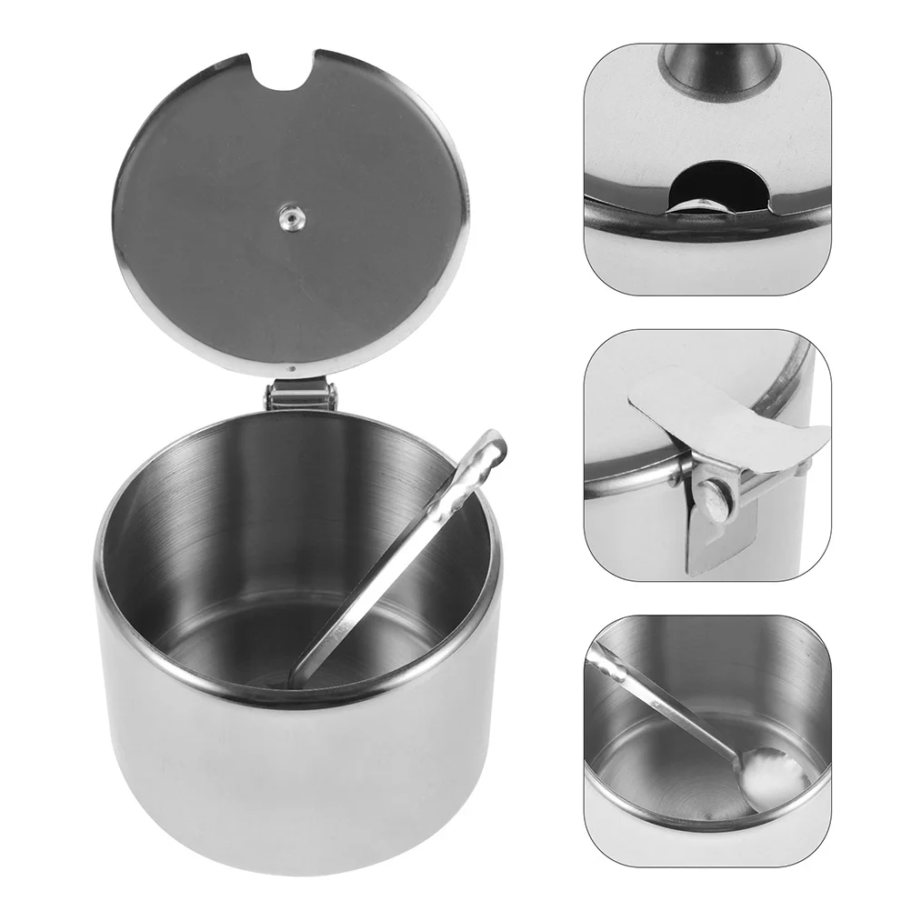 

Sugar Bowls Stainless Steel Container Jars Set Airtight Lid Spoon Sugar Salt Container Magnetic Seasoning Box Spice Box