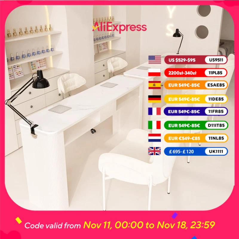 طاولة أظافر فاخرة حديثة احترافية مكتب خفيف مصمم تجميل معدات مكتب الأظافر محطة عمل مانيكير أثاث Tafel