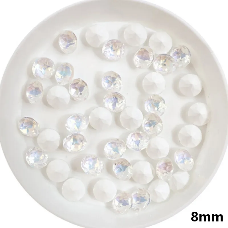 100 pz 6mm/8mm 33 tagli moka chiodo diamante Multi taglio cristallo a punta fondo gioielli per unghie accessori diamante Super scintillante