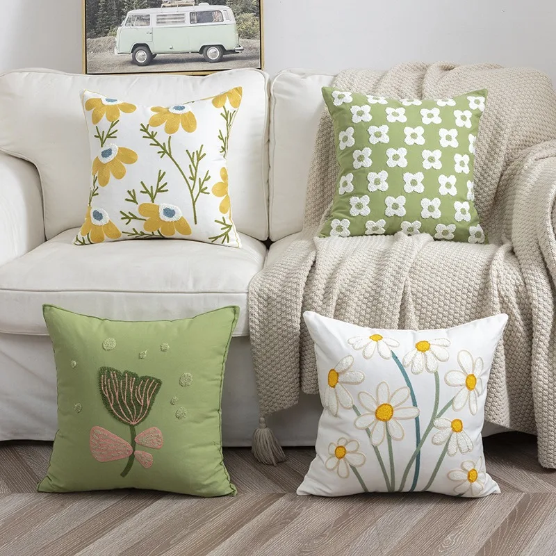 Flower Printed Throw Pillow Soft Home Sofa Back Seat Cushion Decorative Pillowcase Embroidery House Bed Adult Relax New Design