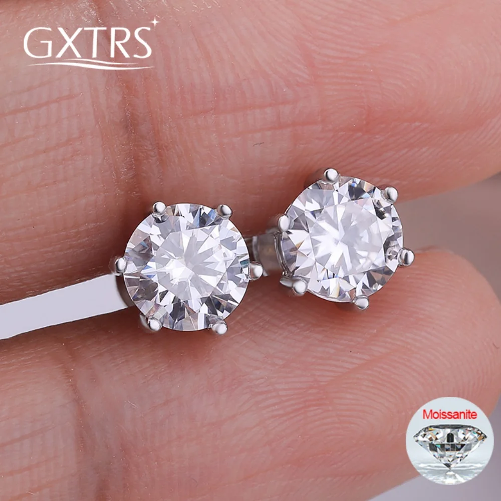 

GXTRS 0,3-2CT Сертифицированные GRA серьги-гвоздики с муассанитом, женские серьги-гвоздики из стерлингового серебра 925 пробы с круглыми бриллиантами, свадебные ювелирные изделия с покрытием 18 карат