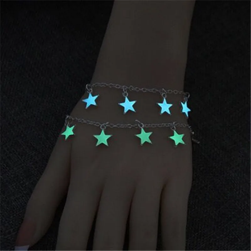 Fashion Star Heart Luminous Bracelet for Women Girls 2022 New Korean Blue Fluorescent Sweet Bracelet Friendship Gift Jewelry